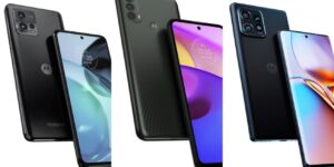 Motorola Edge 40 Pro, o Motorola Moto G 72 e o Motorola Moto E40 (Divulgação)